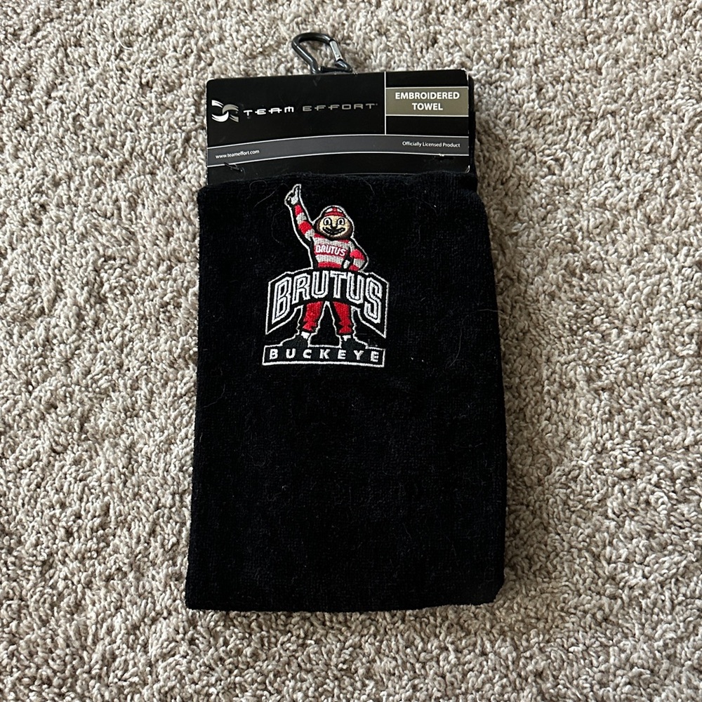 Ohio State Black Embroidered Golf Towel